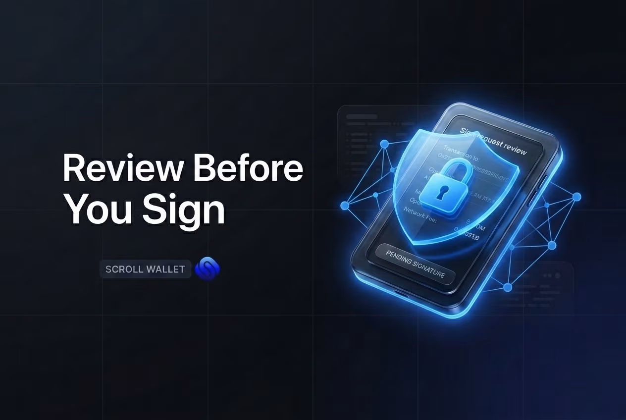 Mobile wallet displaying sign-request review for safe crypto protection
