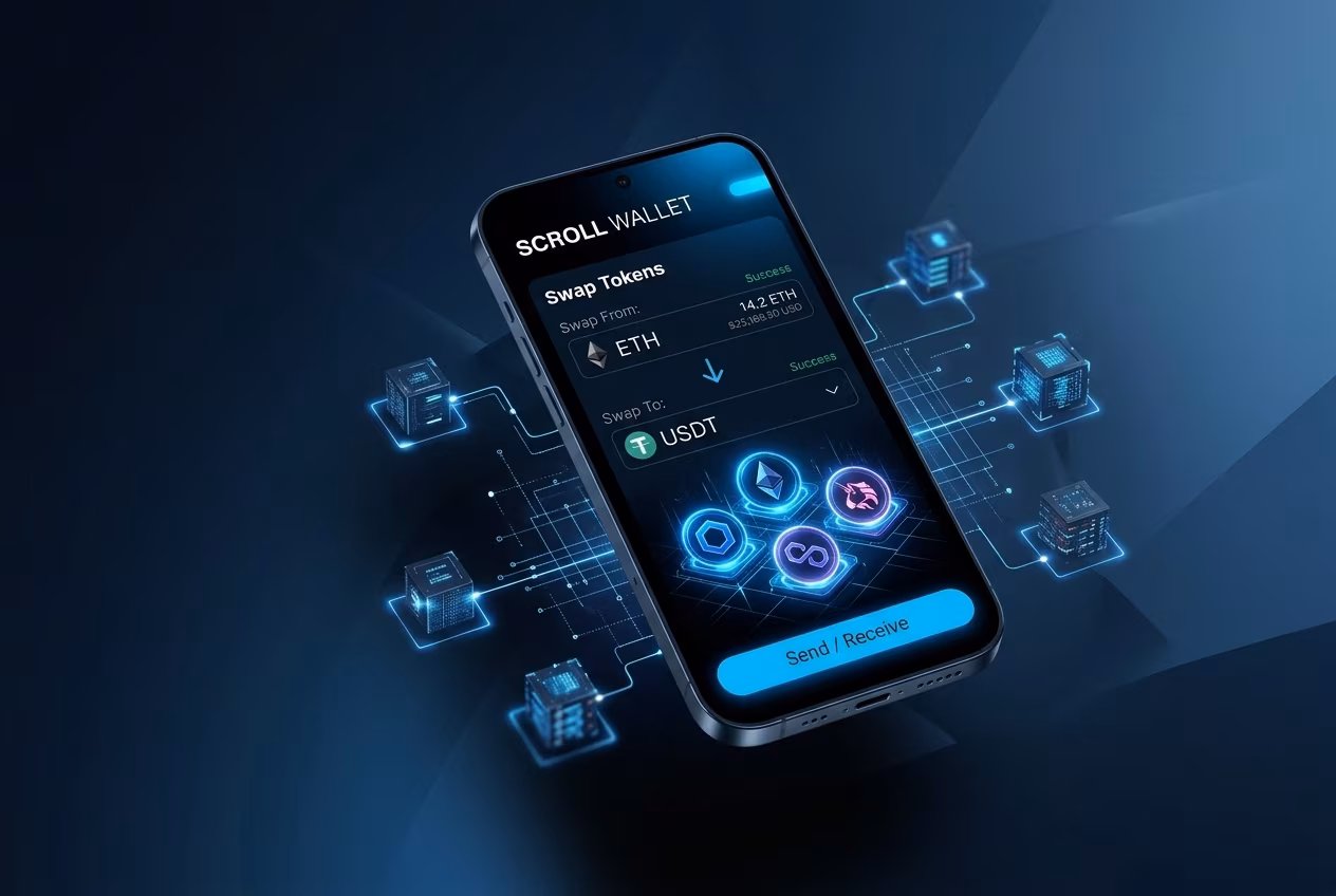 Scroll Wallet Android interface for multi-chain workflows