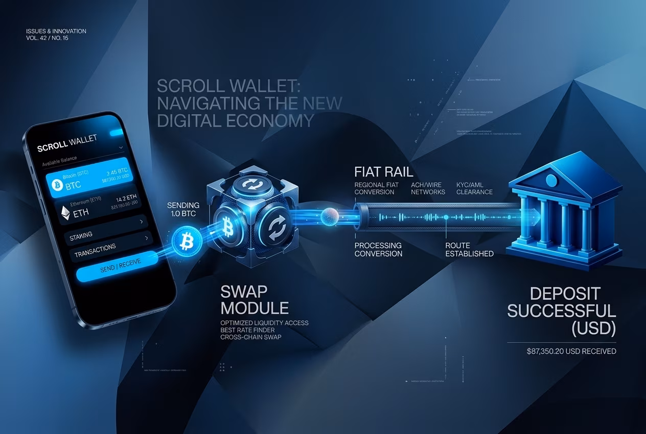 Crypto transfer to bank workflow through swap and payout rails
