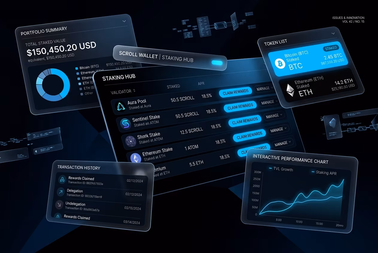 Keplr staking interface in Scroll Wallet shows keplr wallet staking