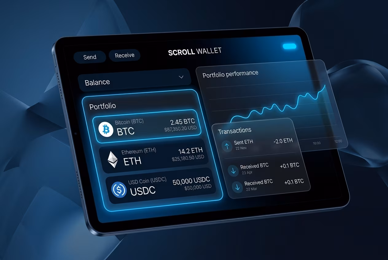 The interface shows the asset balance in the best multi currency wallet