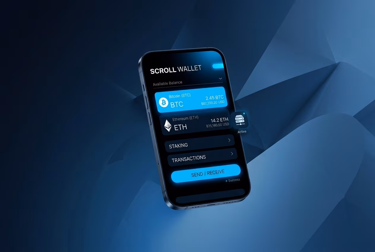 Scroll Wallet interface showing Reddit crypto wallet features.